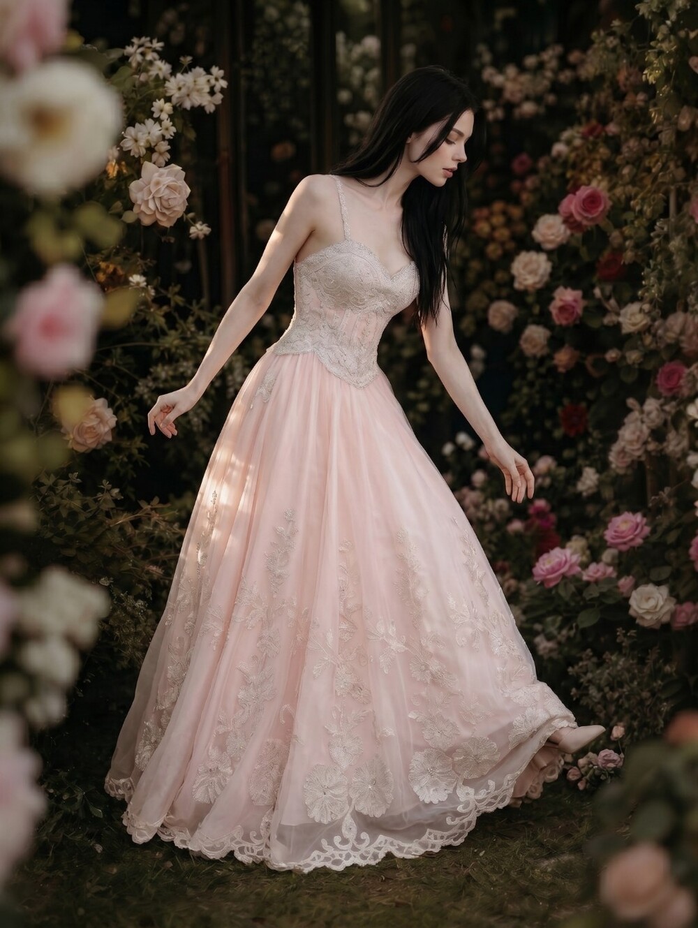PC Mary’s Blush Princess Beaded Corset Gown Strapless Boned Bodice Prom/Wedding